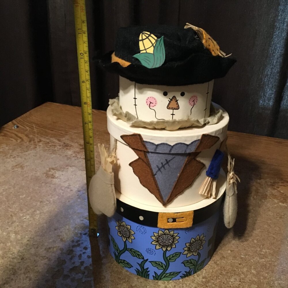 NESTING DOLL STACKING SCARECROW THANKSGIVING DECORATION 11" - Picture 6 of 10